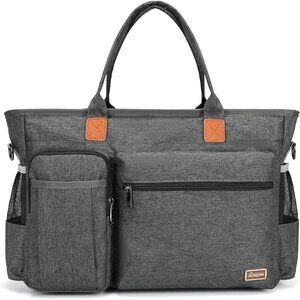 Gray Middle Size Computer Messenger Laptop Tote with 15.6'' Padded Laptop Sleeve